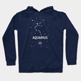 Aquarius Zodiac Sign Constellation (White Print) Hoodie